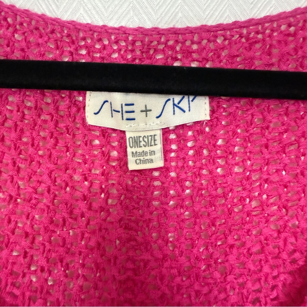 She + Sky Open Knit V-Neck Sweater One Size - Picture 2 of 8